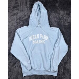 Vintage Pro Weave Ocean Park Maine Hoodie Light Blue Pullover Sweatshirt Size M